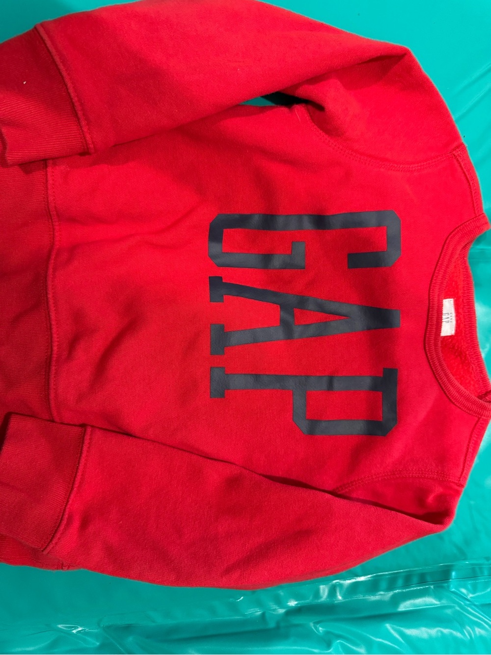 GAP kid Crewneck Sweatshirt in Bright Red with Navy Logo